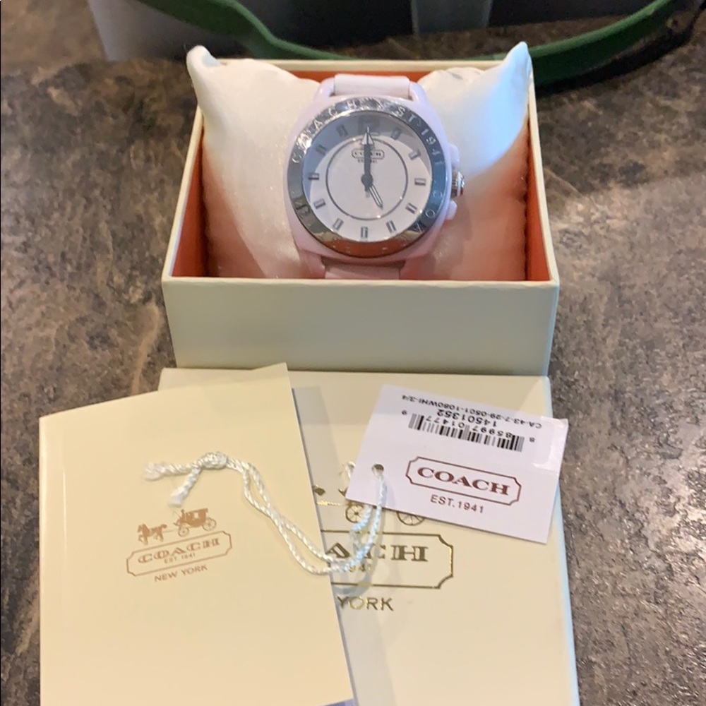 Coach watch white band